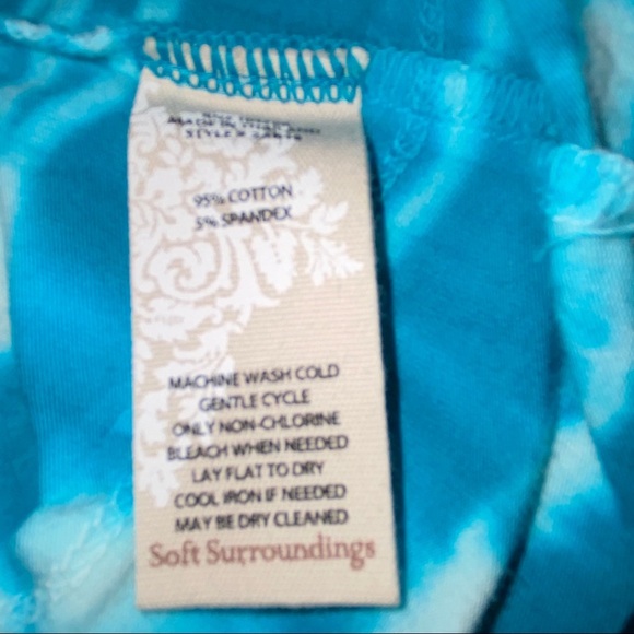 Soft Surroundings Turquoise White Cowl Neck Tie Dyed Tunic 2268 - Picture 7 of 9